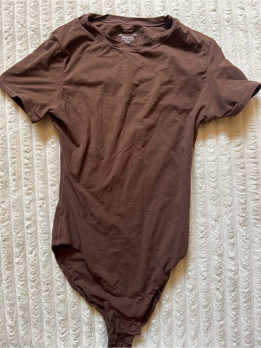 SKIMS Short Sleeve Brown Bodysuit